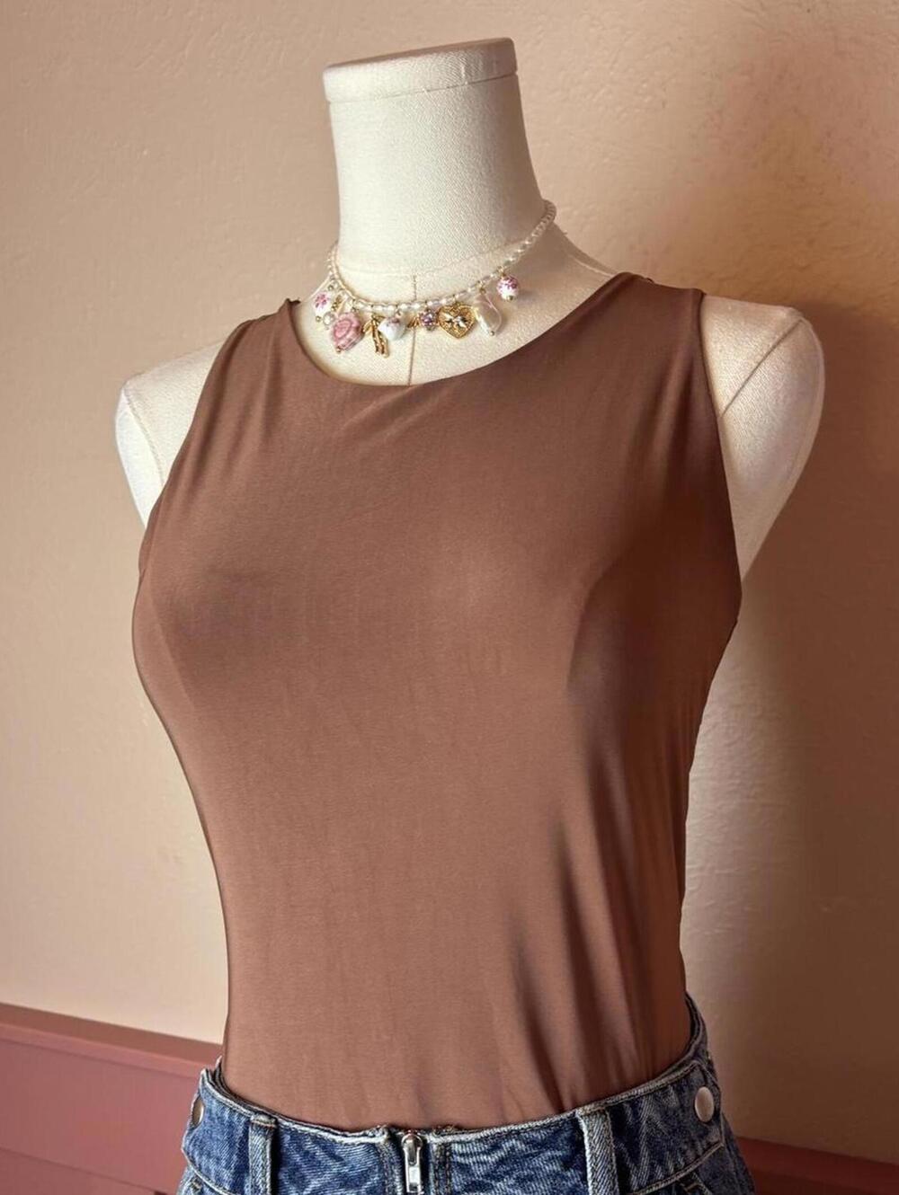 PrettyLittleThing boho brown bodysuit sz us 8 going out party